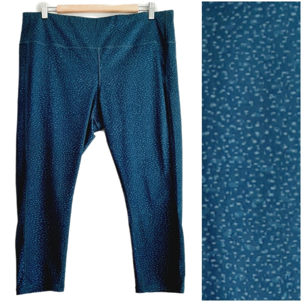 🍒 ATHLETIC WORKS Capri Athletic Legginings Teal Blue PLUS Sz XXL